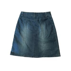 Vintage Bass Womens Knee Length Blue Jean Denim Skirt Size Small